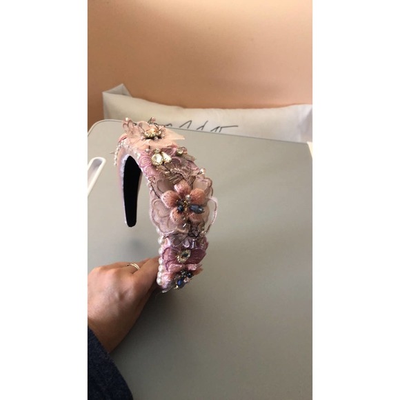 BAROQUE Style Headband Pearl Lace Petal Diamond Crystal Pink - Picture 4 of 8